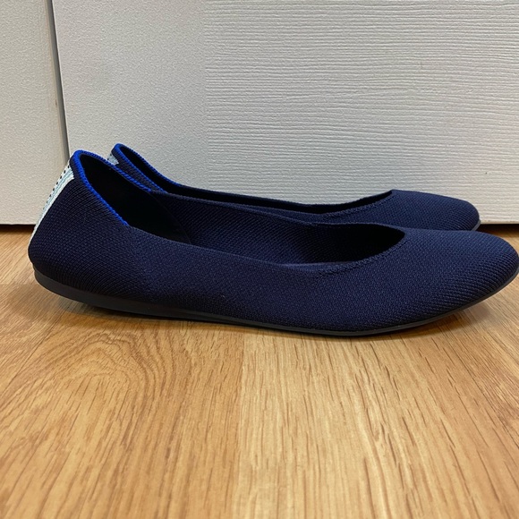 Rothys Navy Blue Square Toe Flats Size 9.5 - Picture 2 of 12